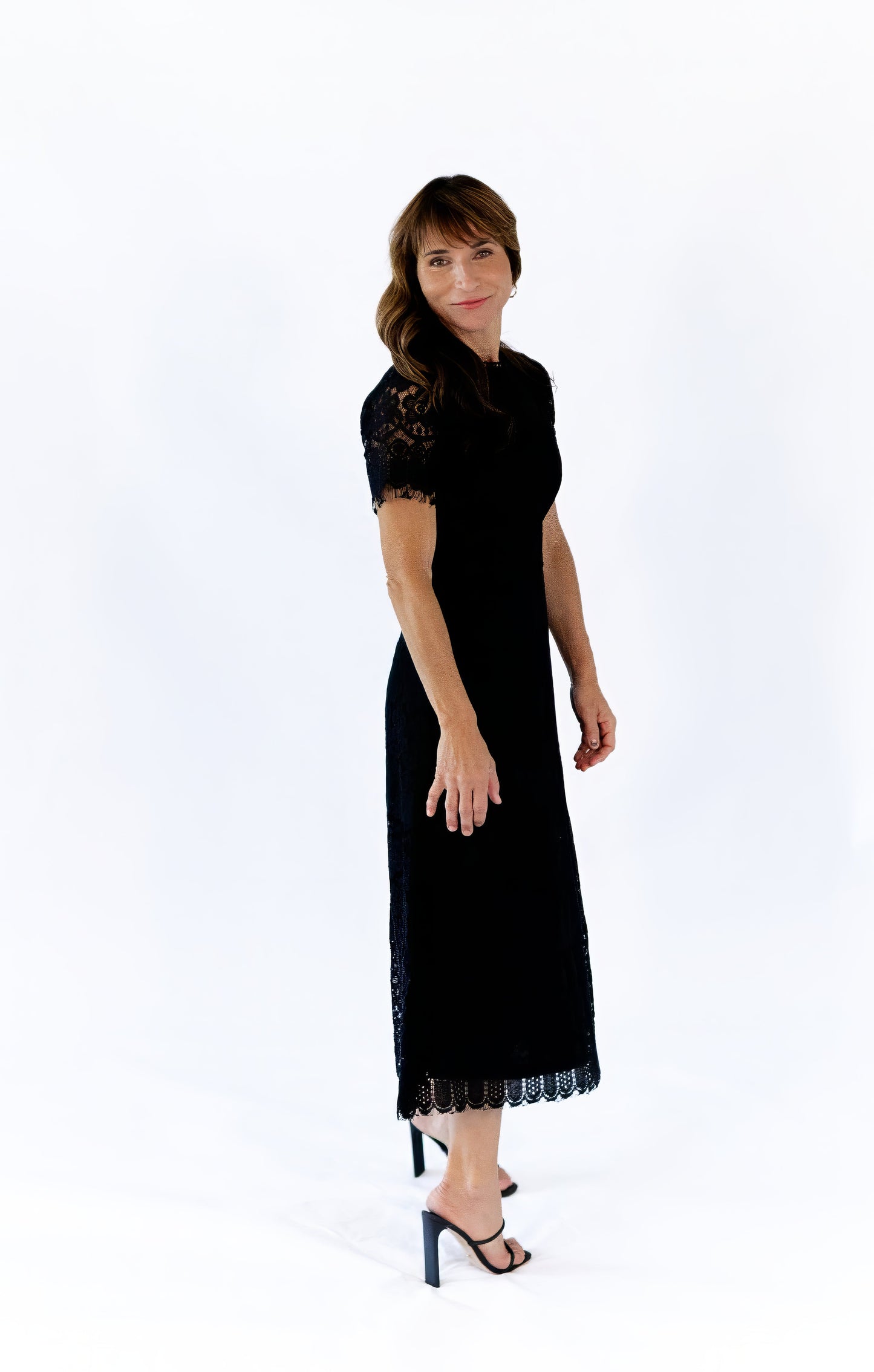 Joy Scalloped Lace Dress · Black