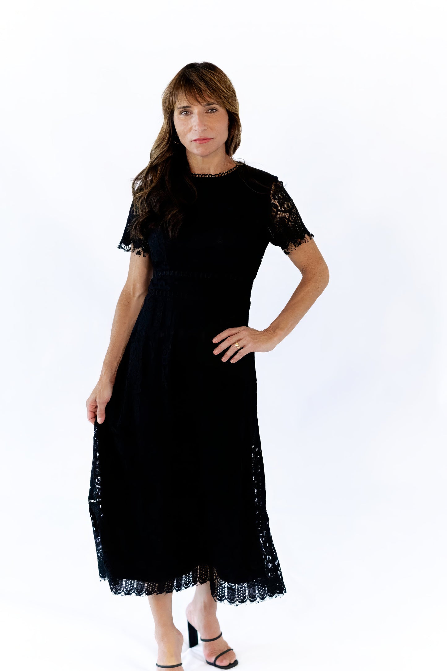 Joy Scalloped Lace Dress · Black