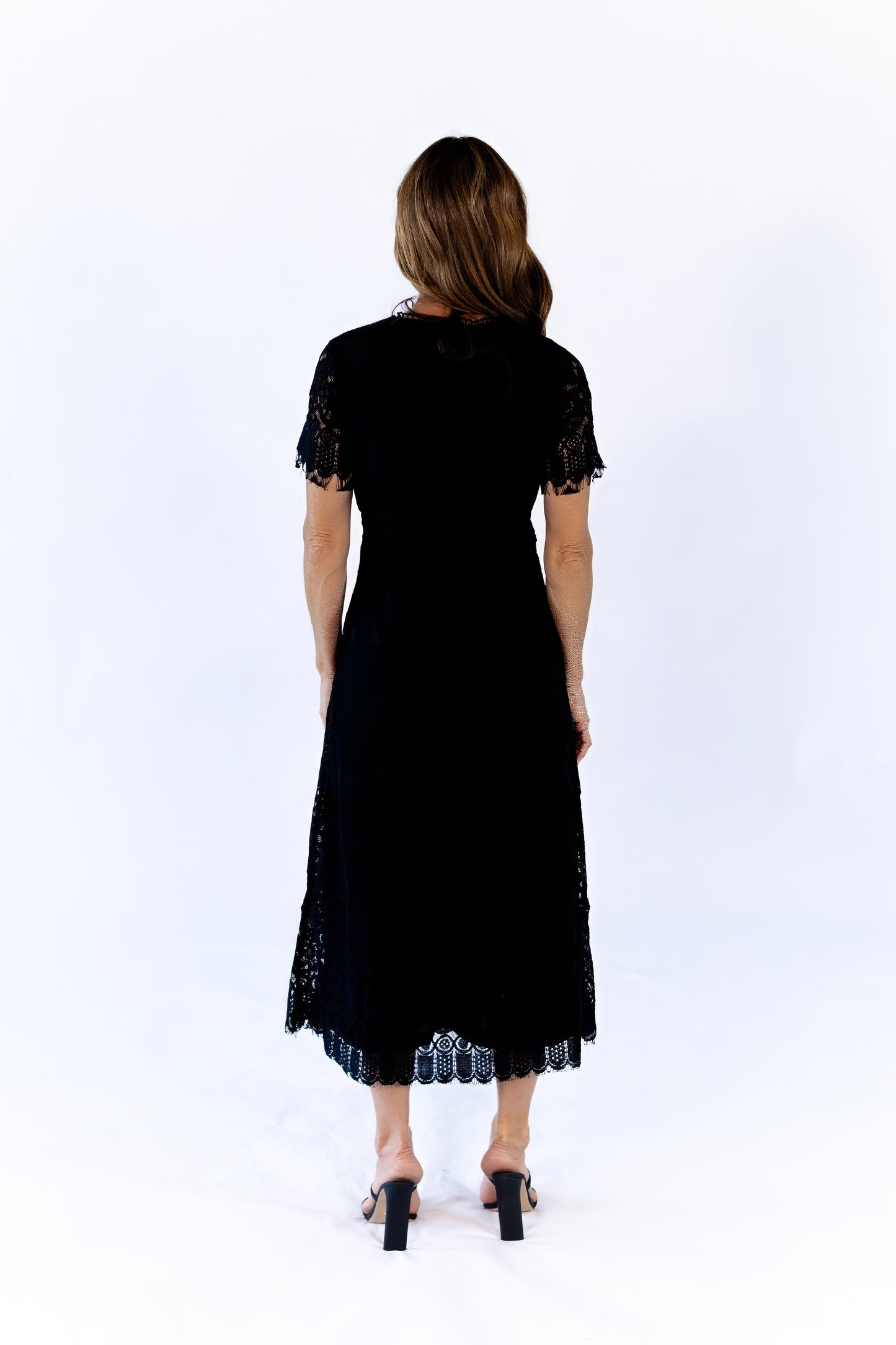 Joy Scalloped Lace Dress · Black