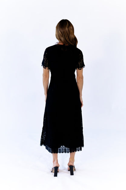 Joy Scalloped Lace Dress · Black