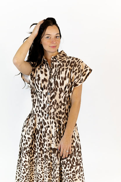 Anniken Leopard Print Midi Dress