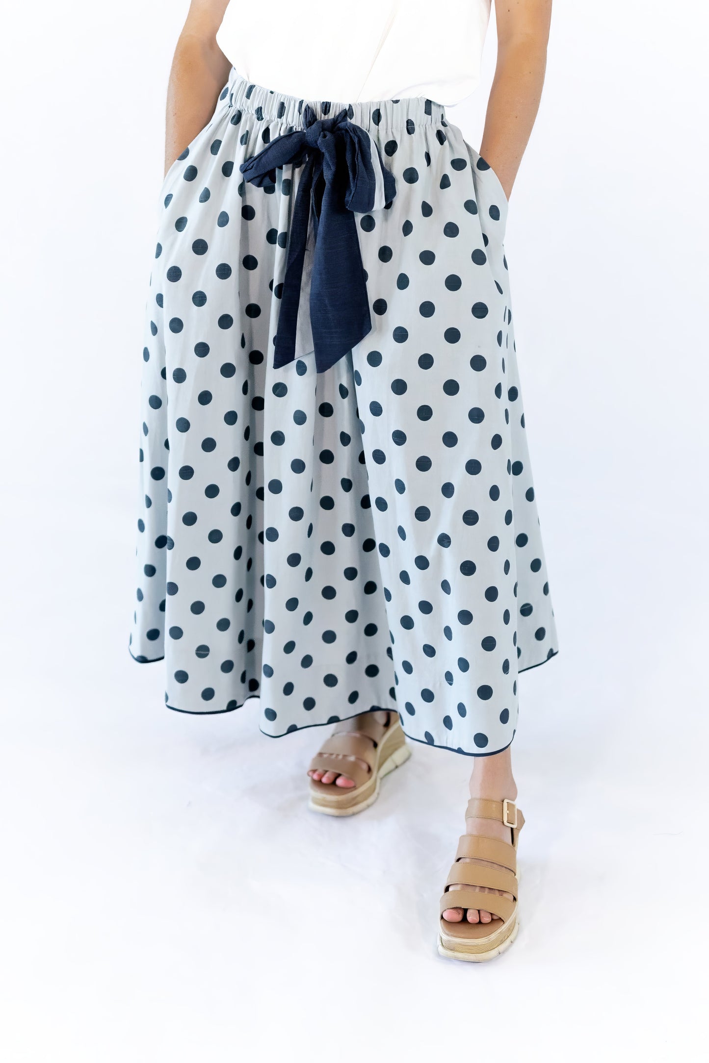 Jenson Polka Dot Tie Skirt · Blue