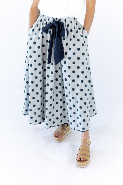 Jenson Polka Dot Tie Skirt · Blue