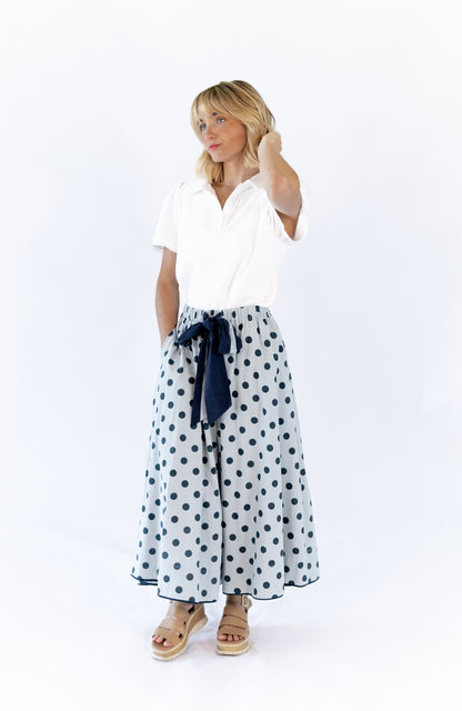 Jenson Polka Dot Tie Skirt · Blue