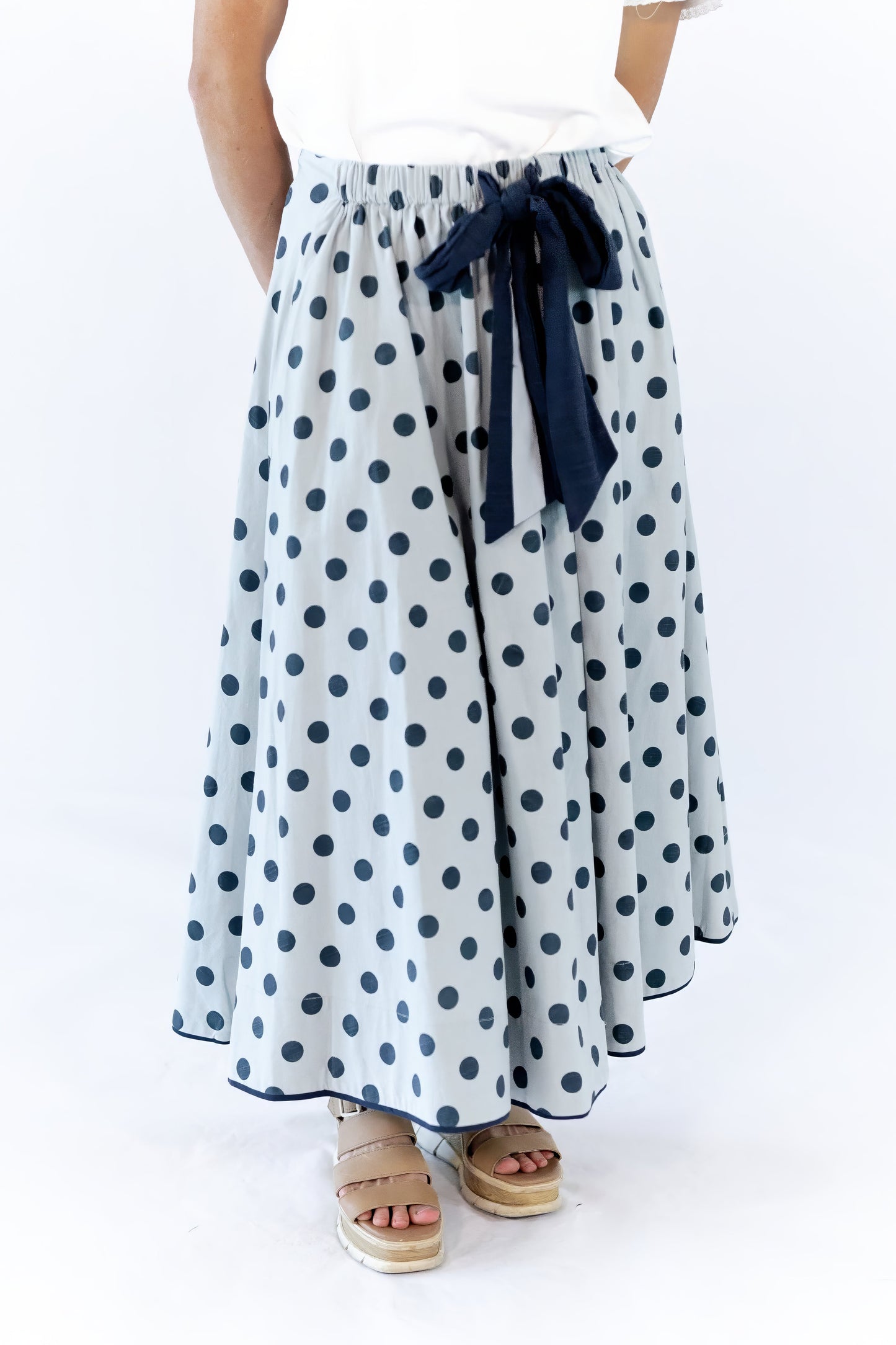 Jenson Polka Dot Tie Skirt · Blue