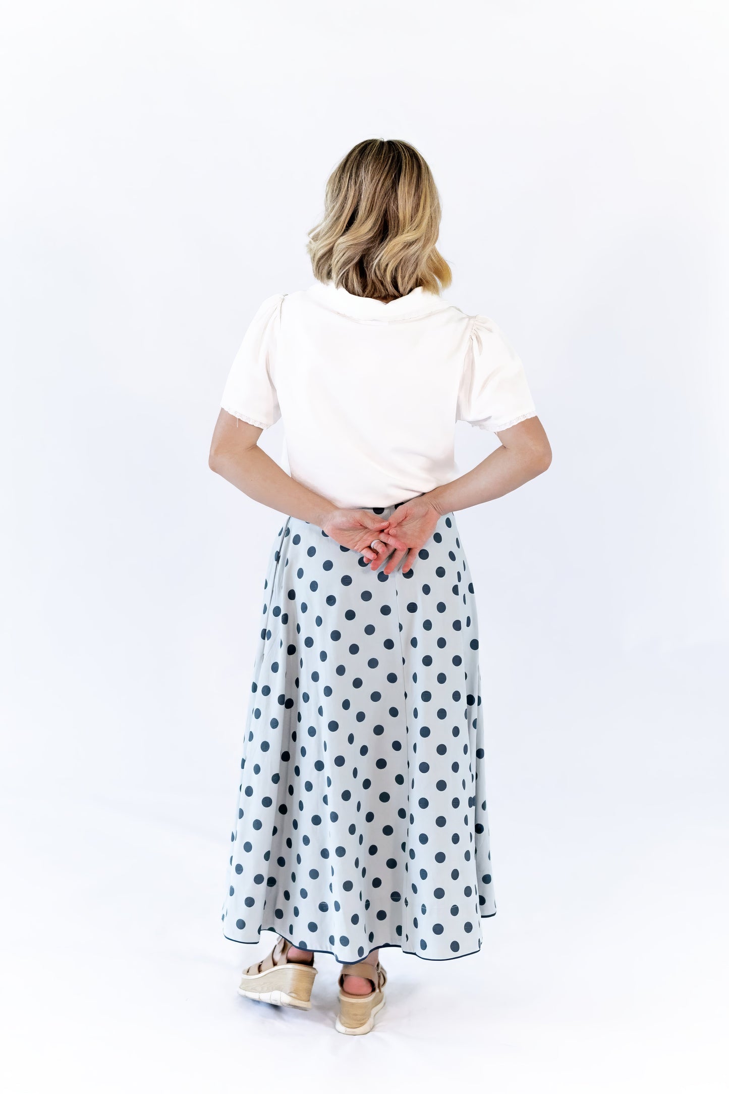 Jenson Polka Dot Tie Skirt · Blue