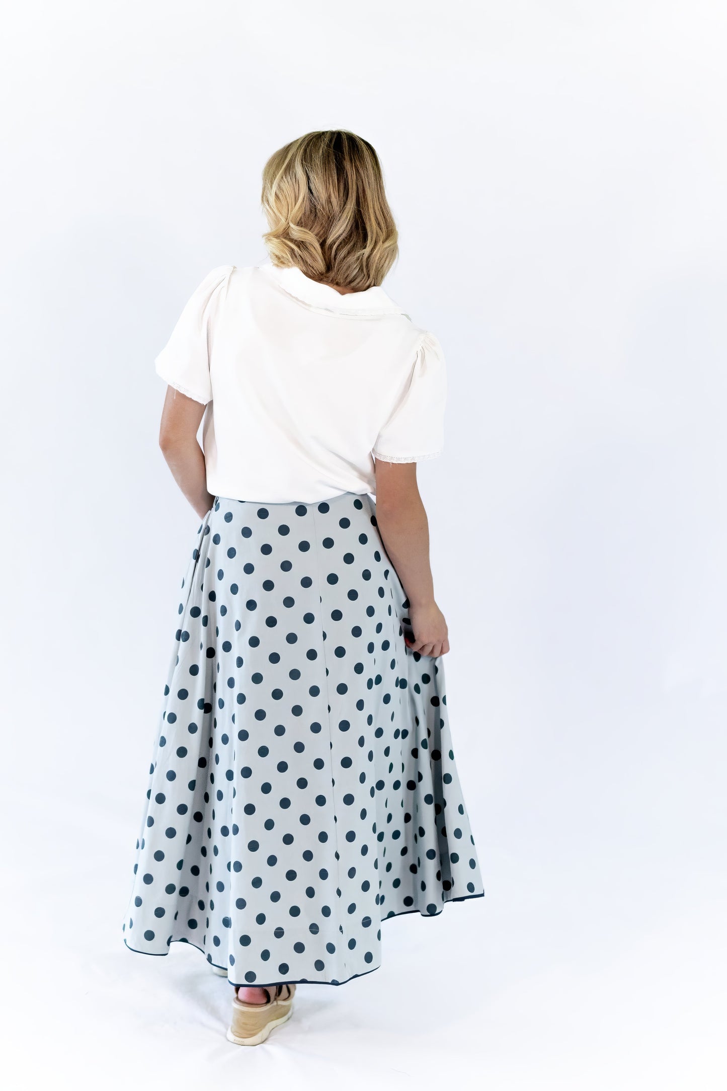 Jenson Polka Dot Tie Skirt · Blue
