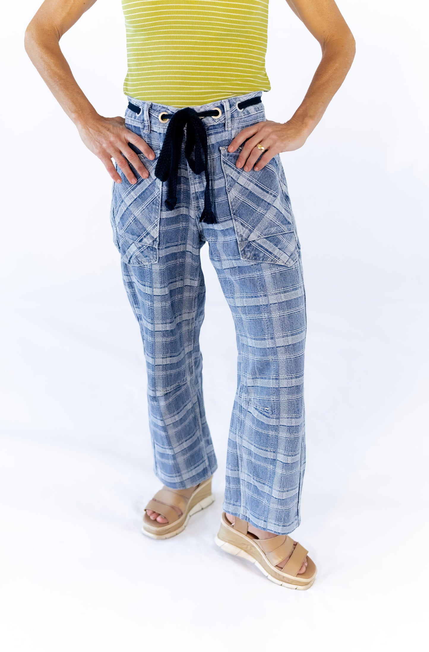 Plaid Barrel Jeans