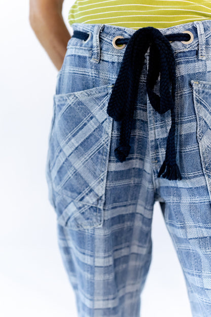 Plaid Barrel Jeans