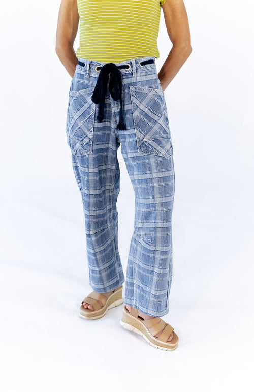 Plaid Barrel Jeans