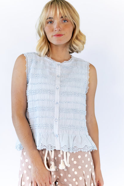 Gemma Shirred Button Down Tank
