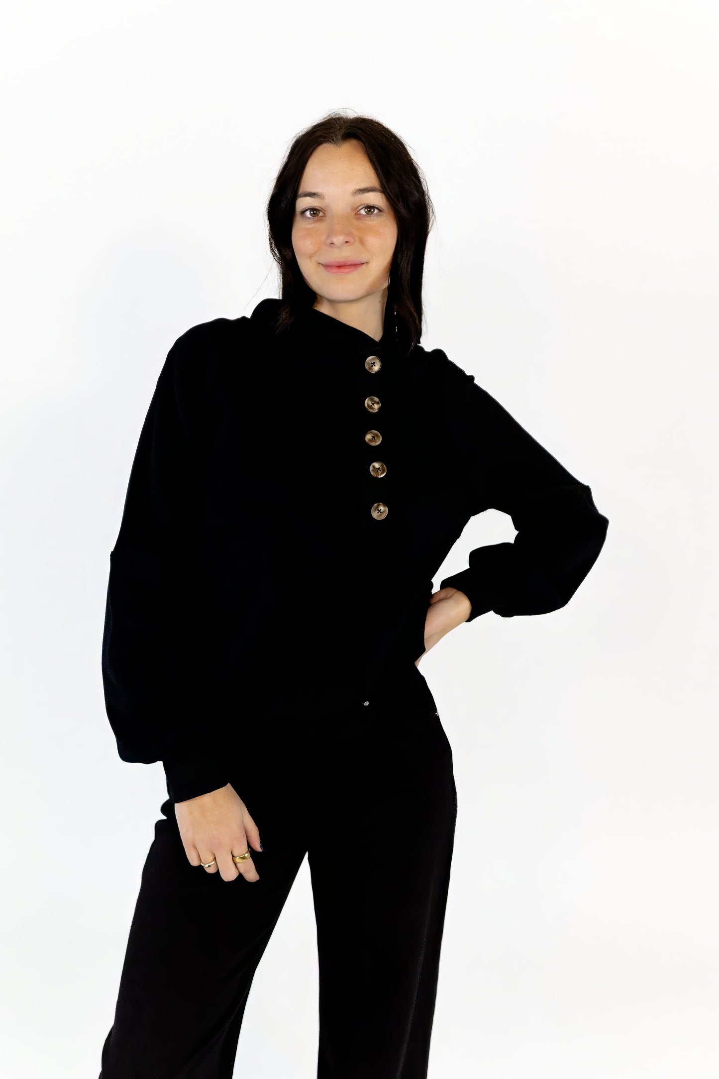Portia Asymmetrical Button Down Hoodie