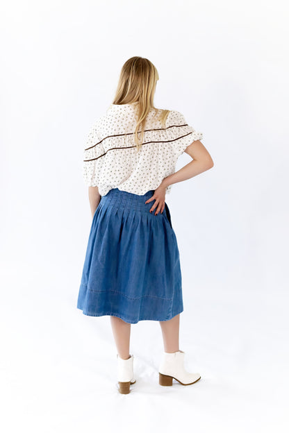 Lindie Pleated Denim Skirt