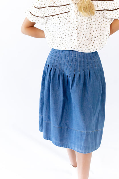 Lindie Pleated Denim Skirt