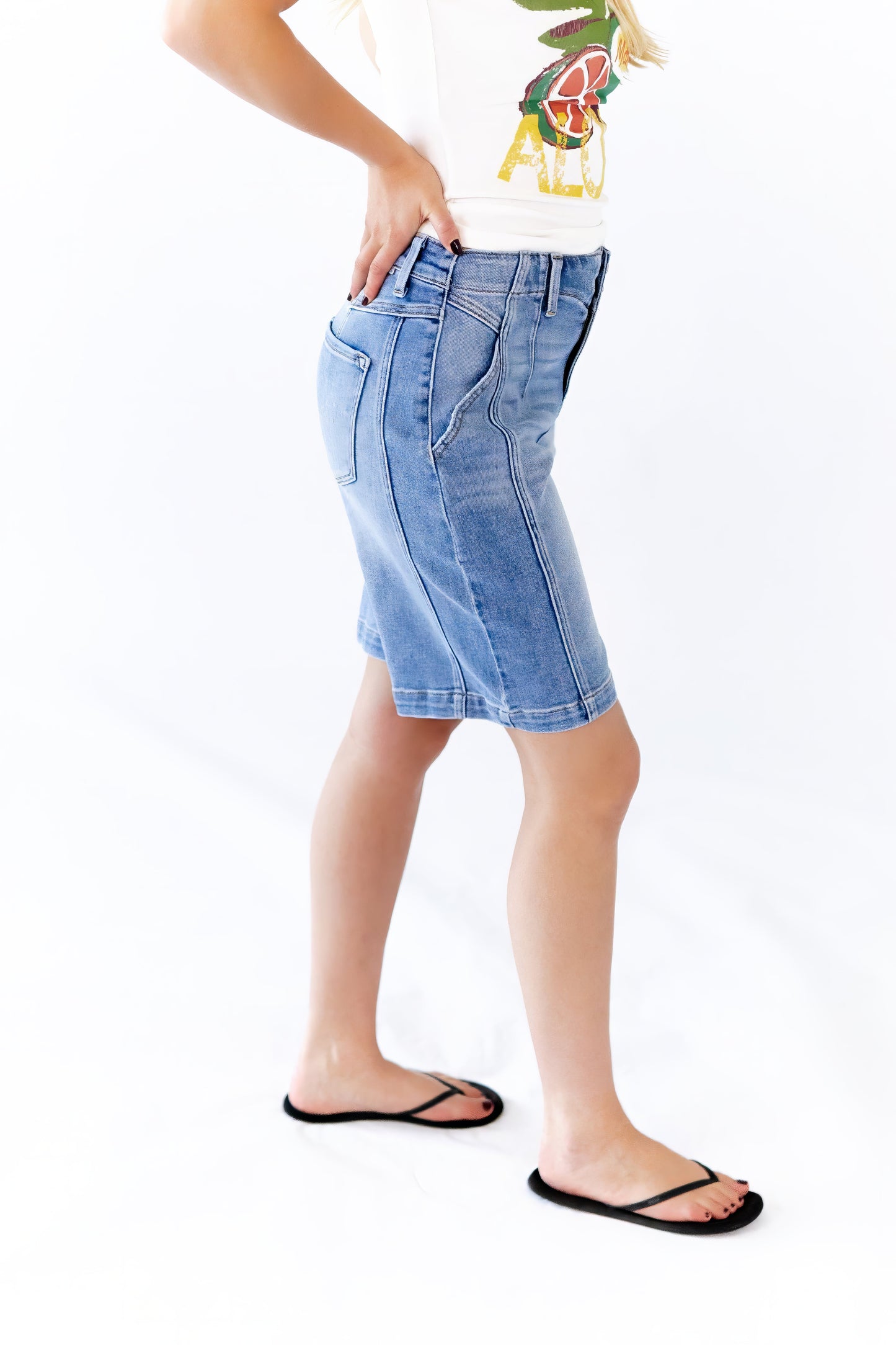 Andi Slouchy Seam Denim Shorts