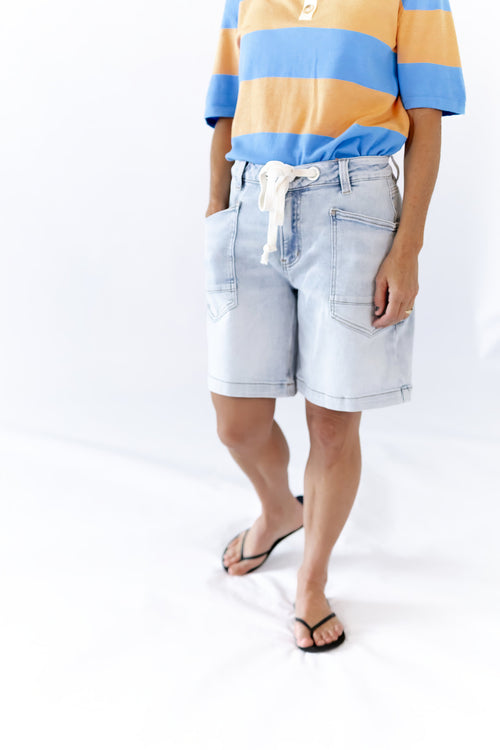Drawstring Light Wash Jorts