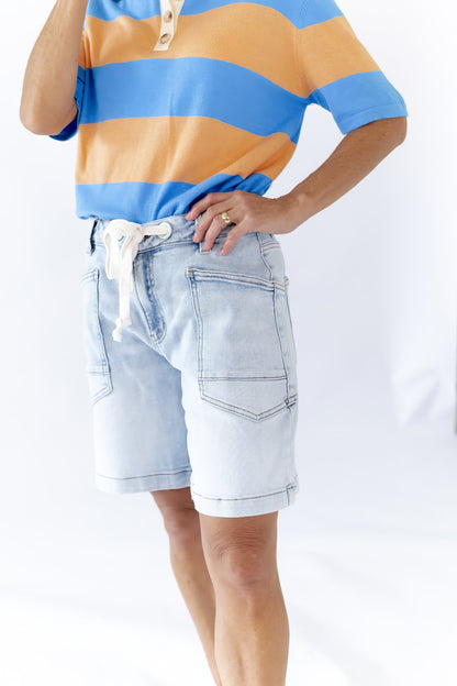 Drawstring Light Wash Jorts