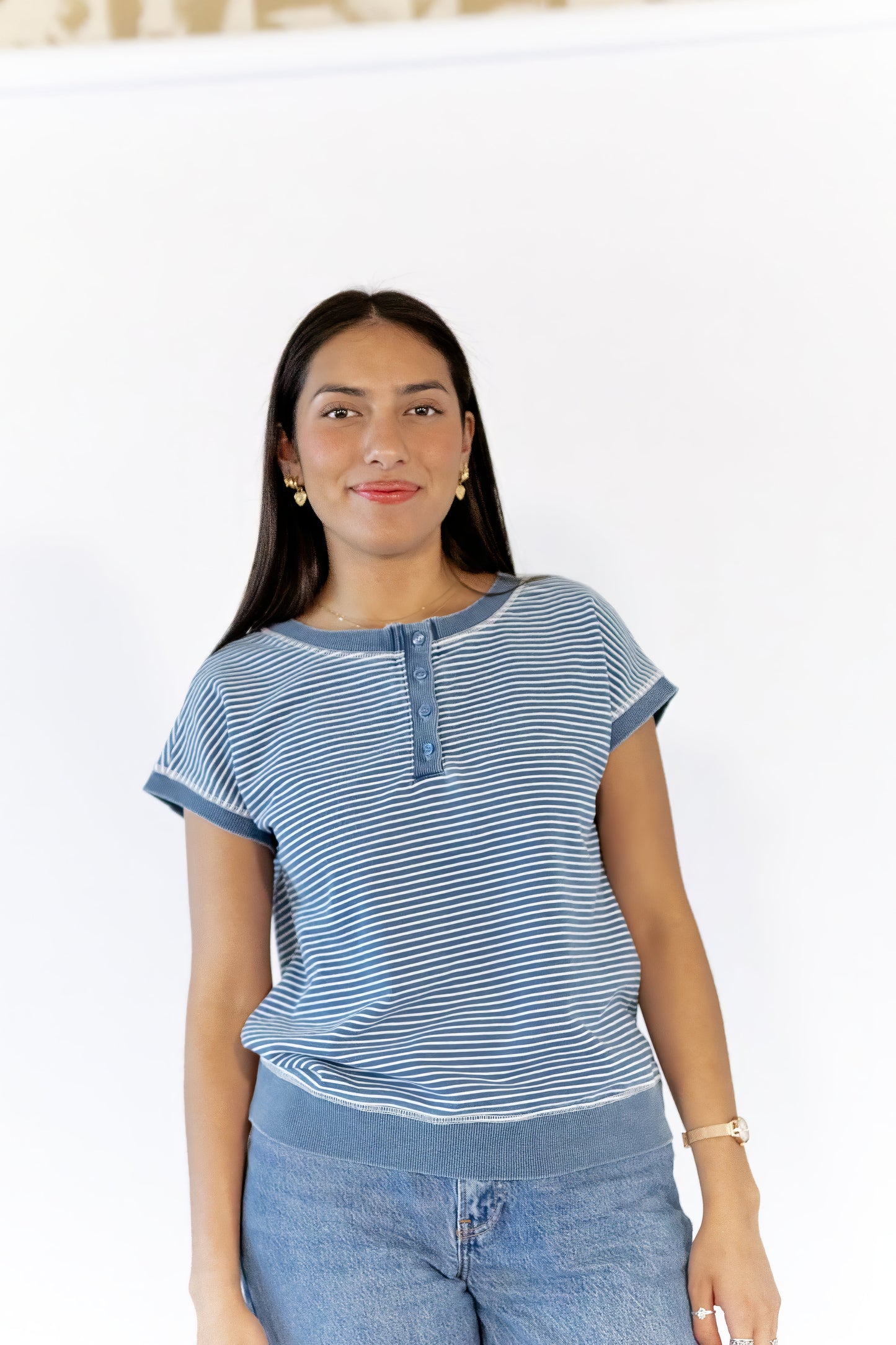 Ashlie Striped Henley Top