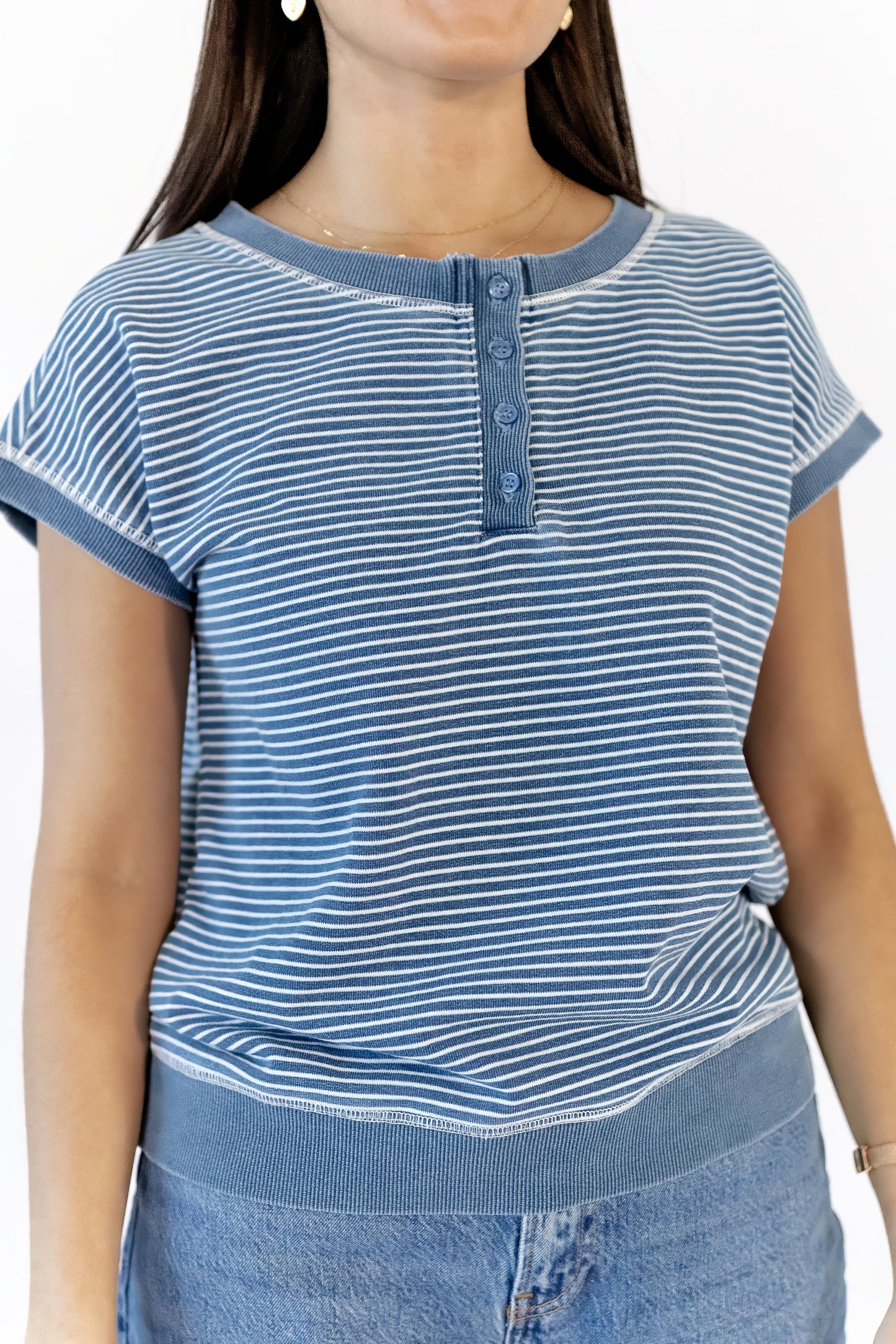 Ashlie Striped Henley Top