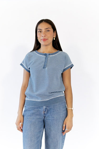 Ashlie Striped Henley Top