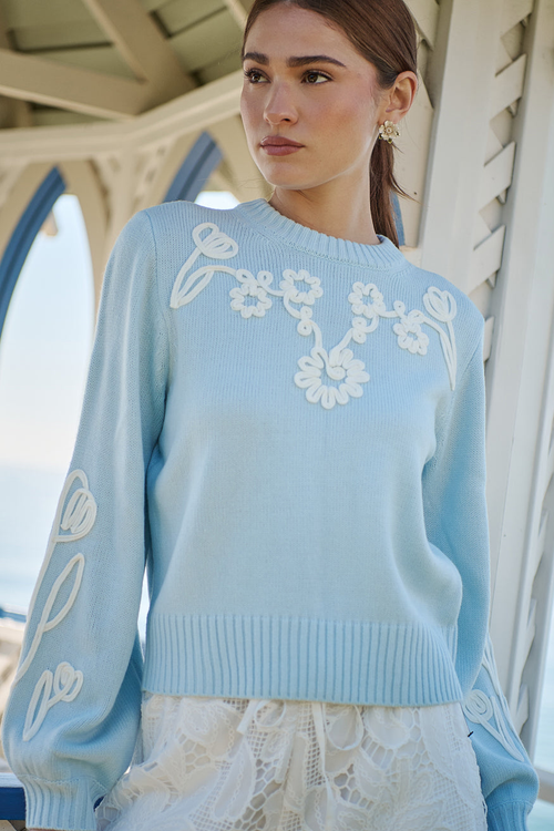 Celestial Floral Embroidered Sweater