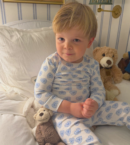 The Tiny Sully PJ Set - Blue Doily Heart