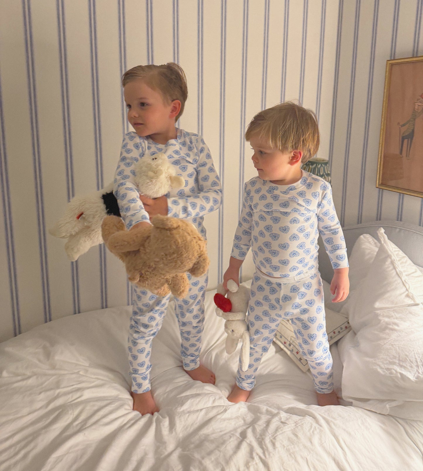 The Tiny Sully PJ Set - Blue Doily Heart