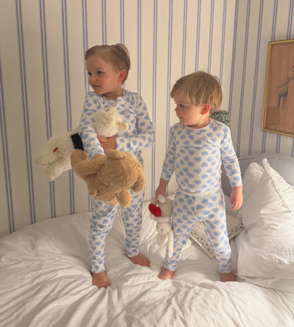 The Tiny Sully PJ Set - Blue Doily Heart