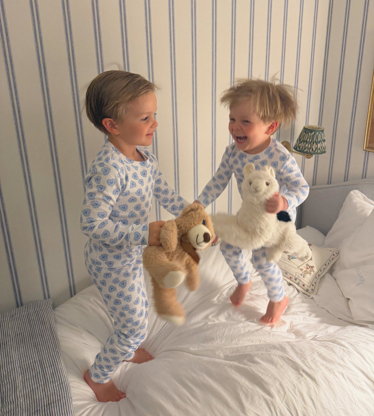 The Tiny Sully PJ Set - Blue Doily Heart