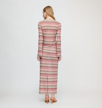 The Zoey Maxi Skirt - Pink Multi Smooth Shimmer Knit