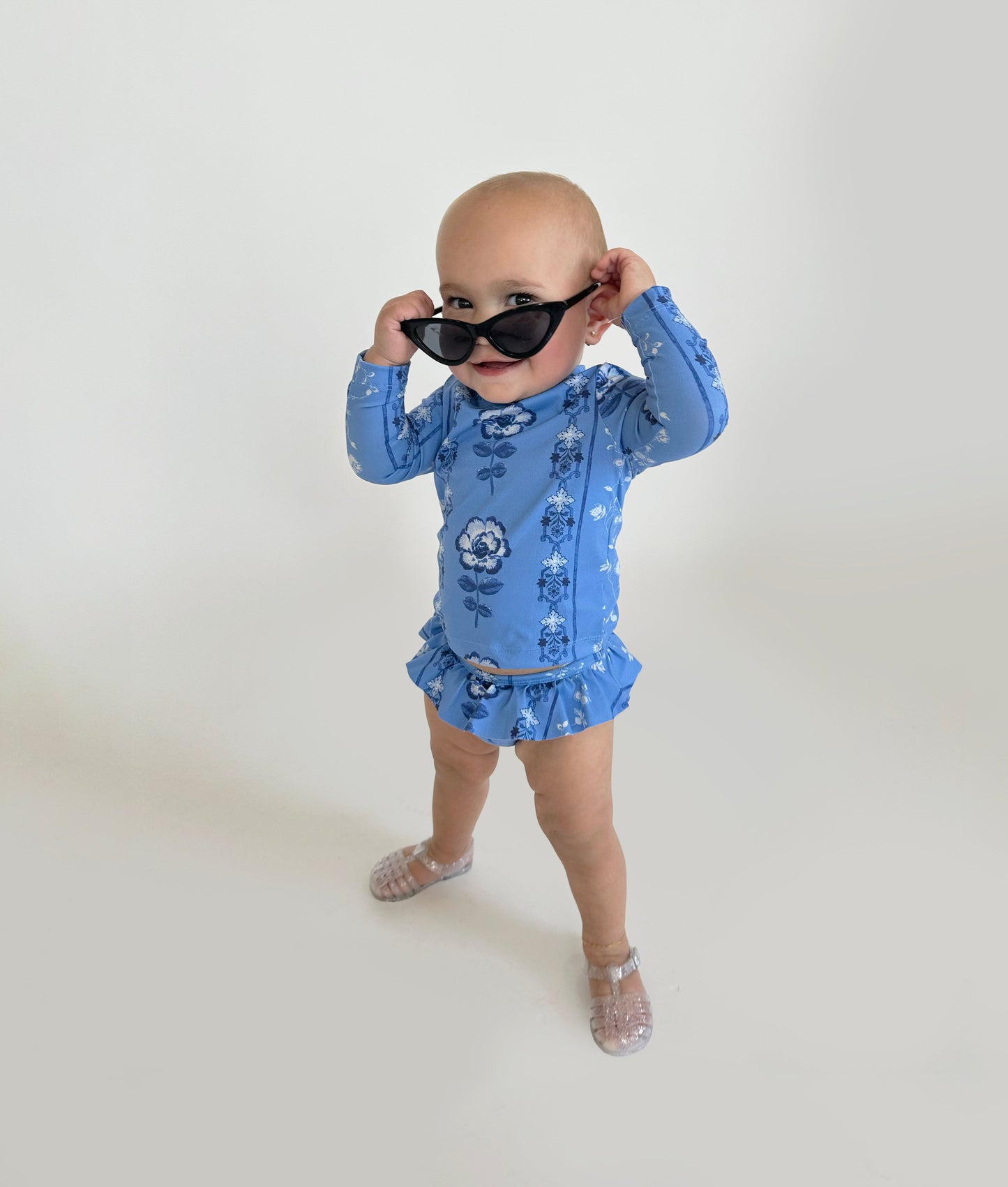 The Baby Ariel Rashguard - Blue Arcadia Border