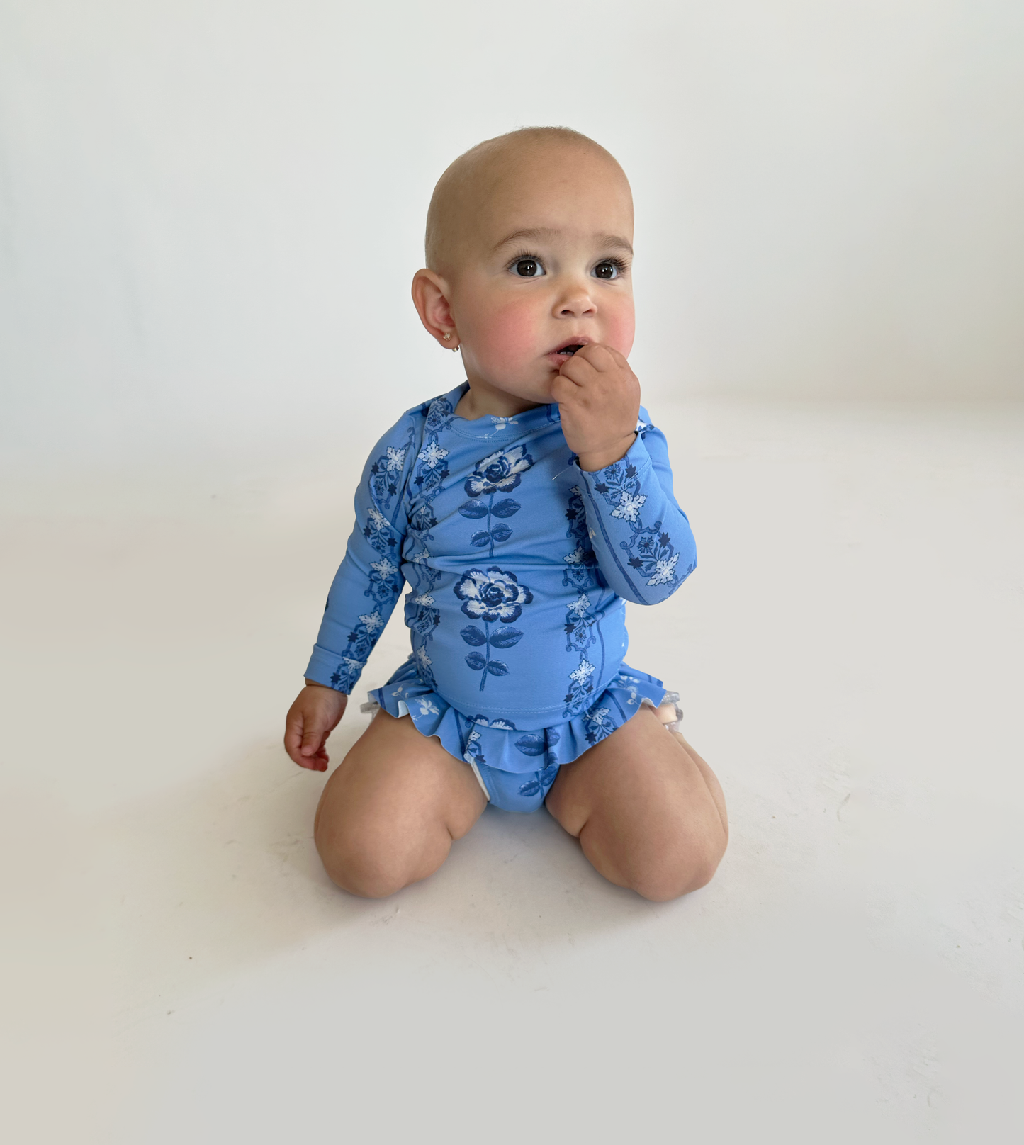 The Baby Ariel Rashguard - Blue Arcadia Border
