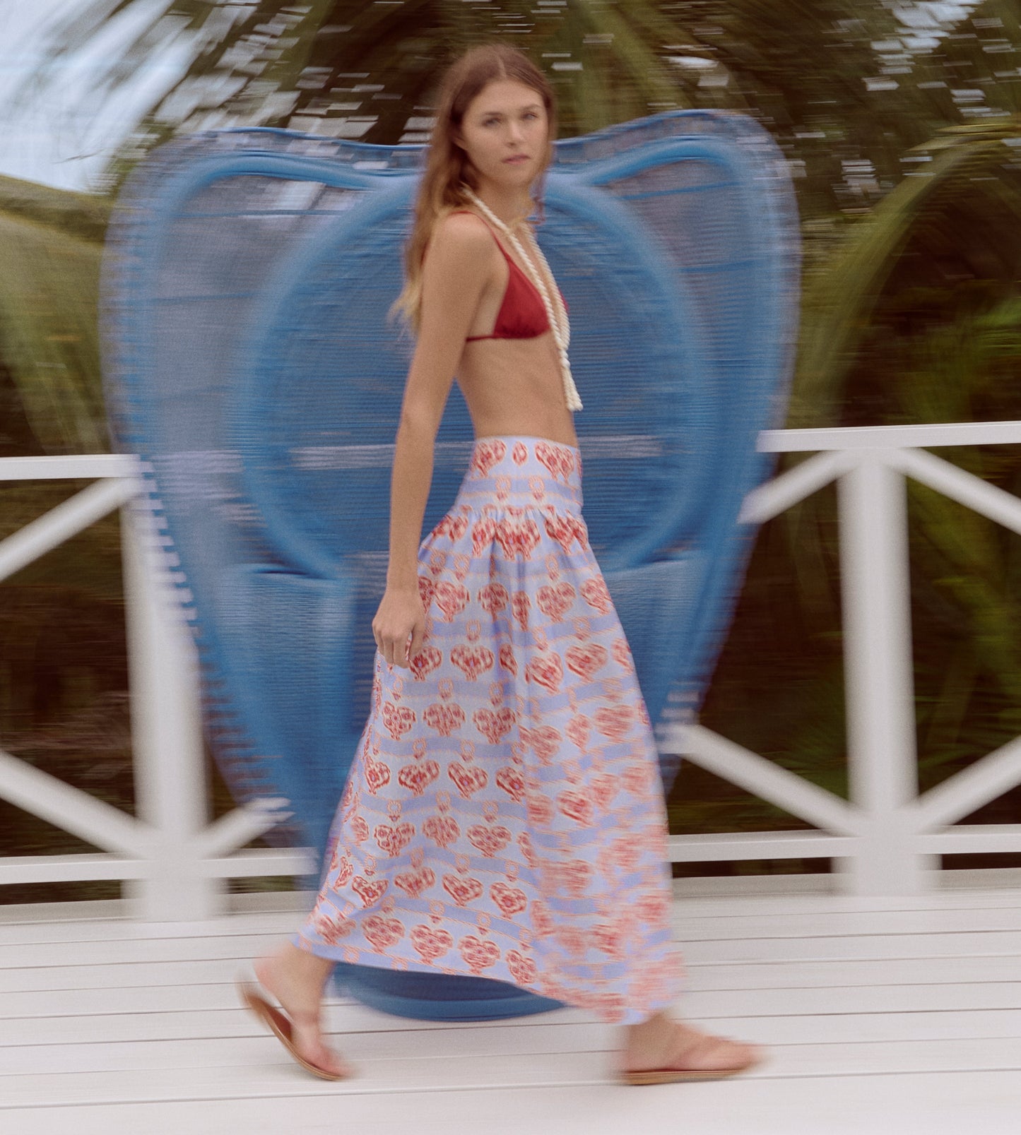 The Kate Midi Skirt - Poppy Damask Stripe