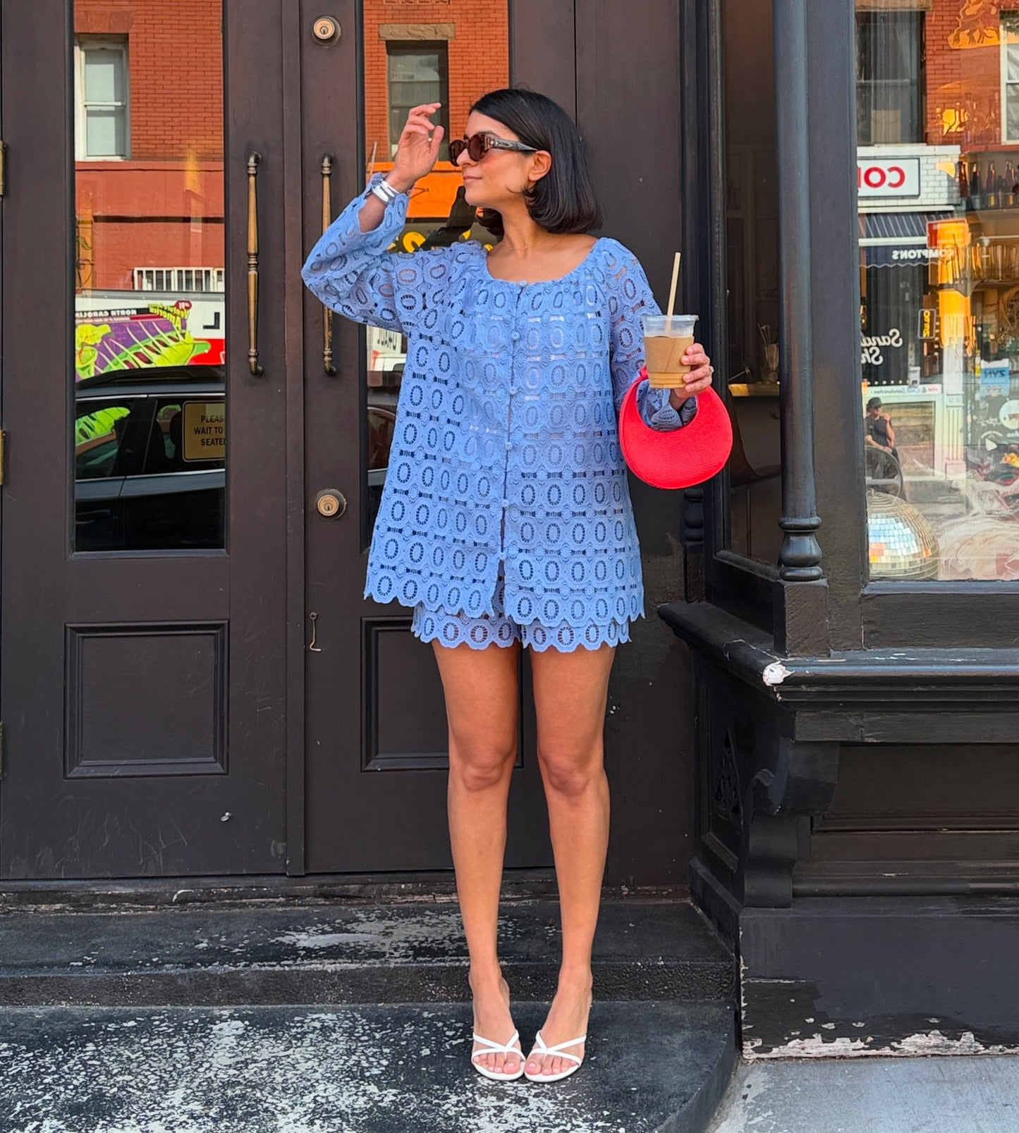 The Kaya Short - Cornflower Lace