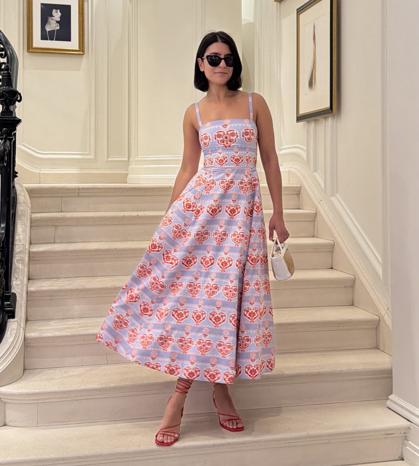 The Margot Dress - Poppy Damask Stripe