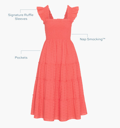 The Ellie Nap Dress - Coral Daisy Broderie