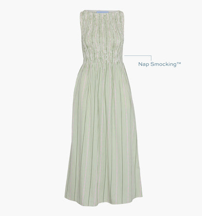 The Cosima Nap Dress - Green Jacquard Stripe