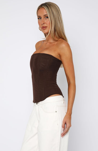 Tell Me A Secret Strapless Bustier Chocolate