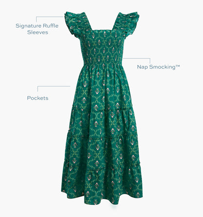 The Ellie Nap Dress - Emerald Trellis