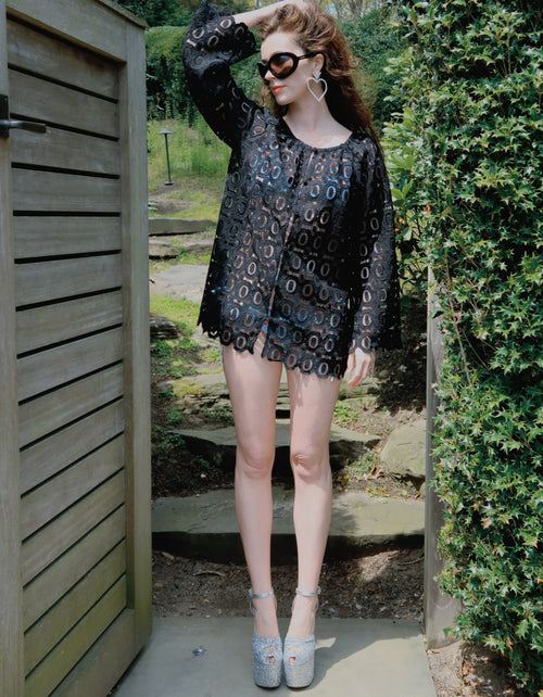 The Enella Tunic - Black Broderie