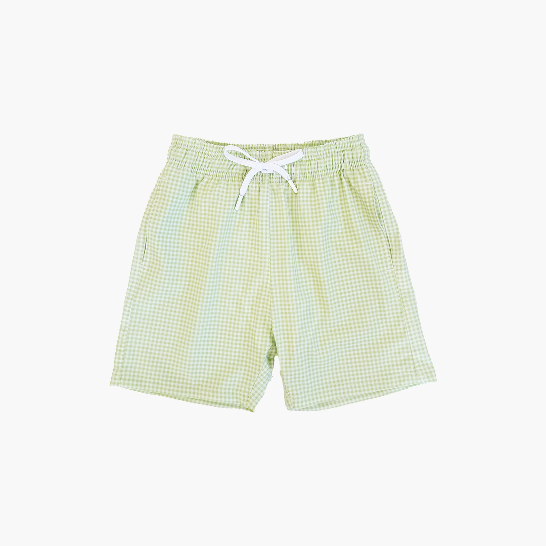The Tiny Julien Swim Trunk - Lime Gingham