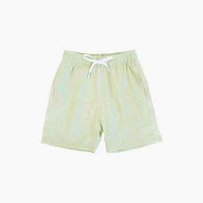 The Tiny Julien Swim Trunk - Lime Gingham