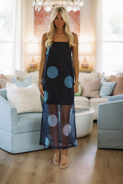 Midnight Nebula Maxi Dress - Navy Blue