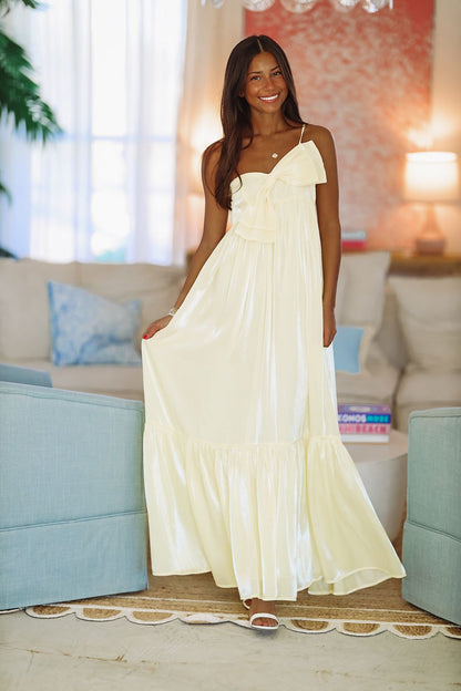 Dance Floor Bound Maxi Dress - Light Yellow