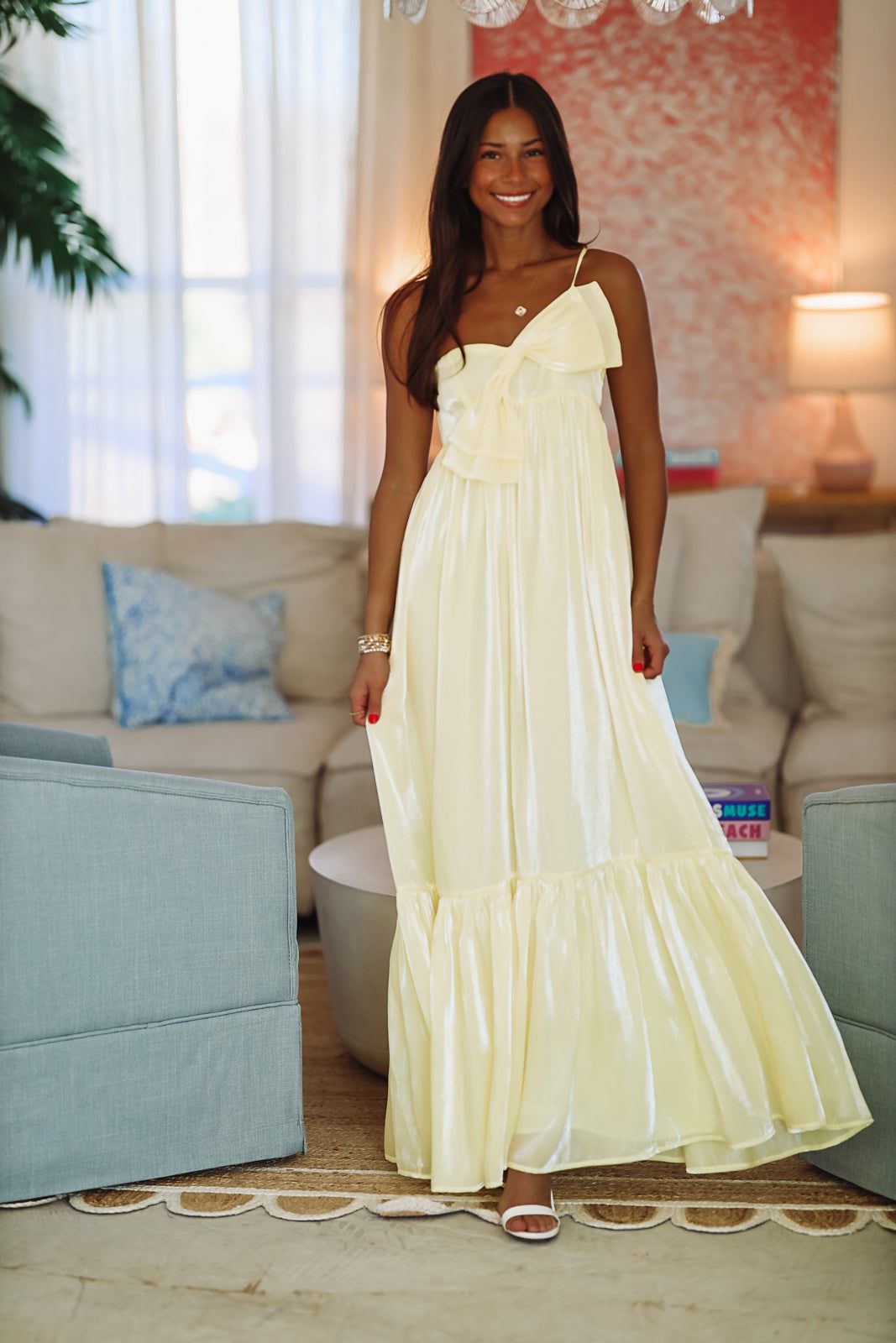 Dance Floor Bound Maxi Dress - Light Yellow