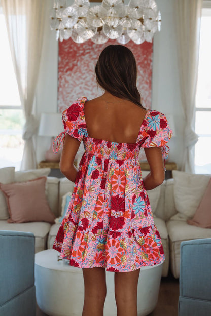 Don't Forget Me Mini Dress - Pink, Red and Blue