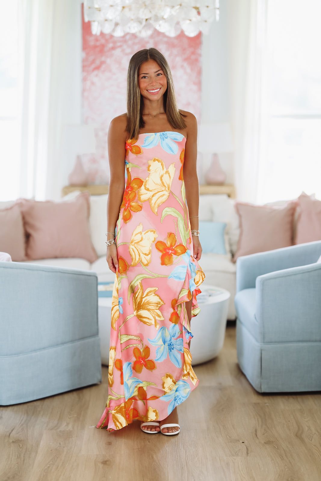 Summer on the Sound Maxi Dress - Pink and Yellow