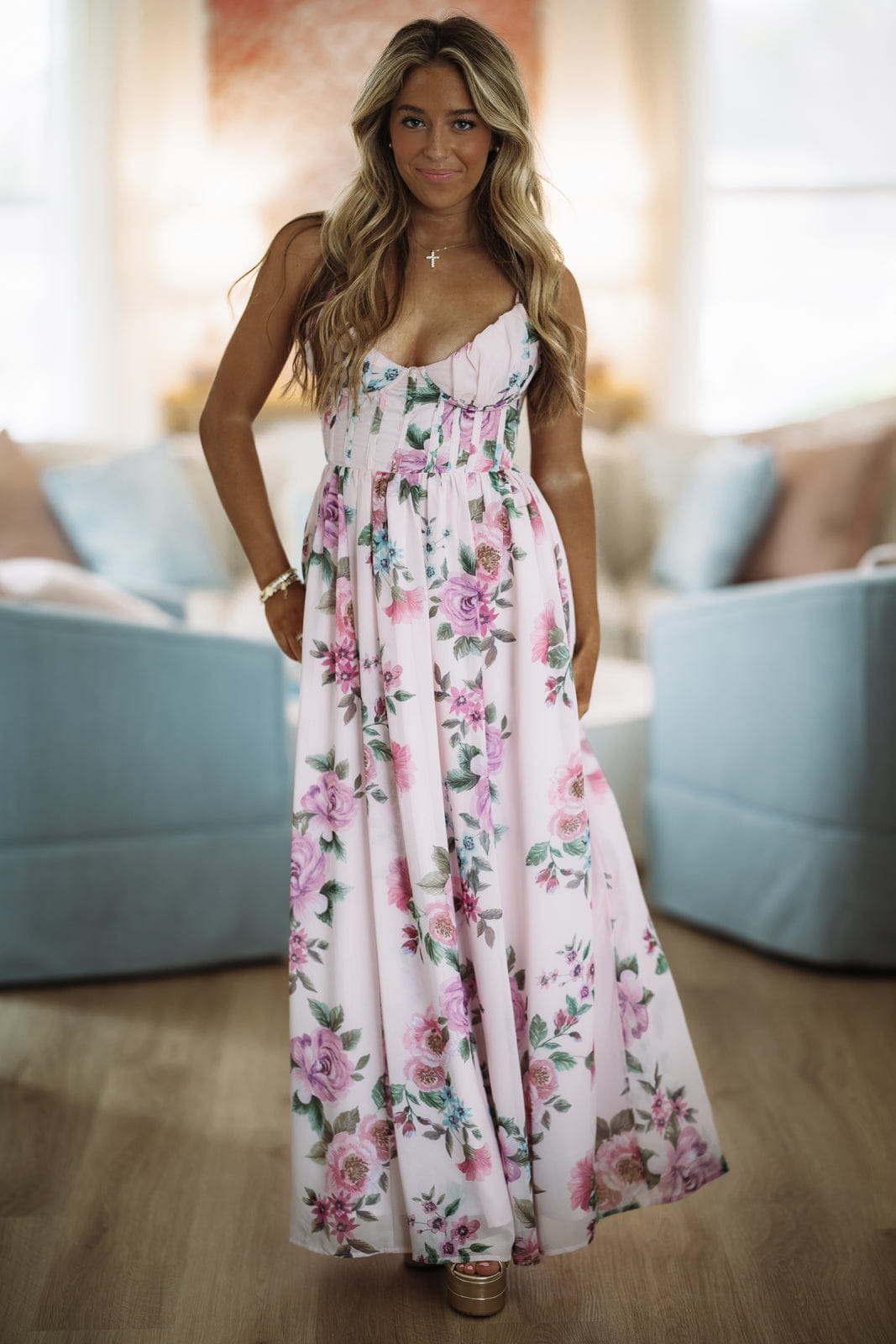 Sweet Summer Floral Maxi Dress - Lavender Lilac
