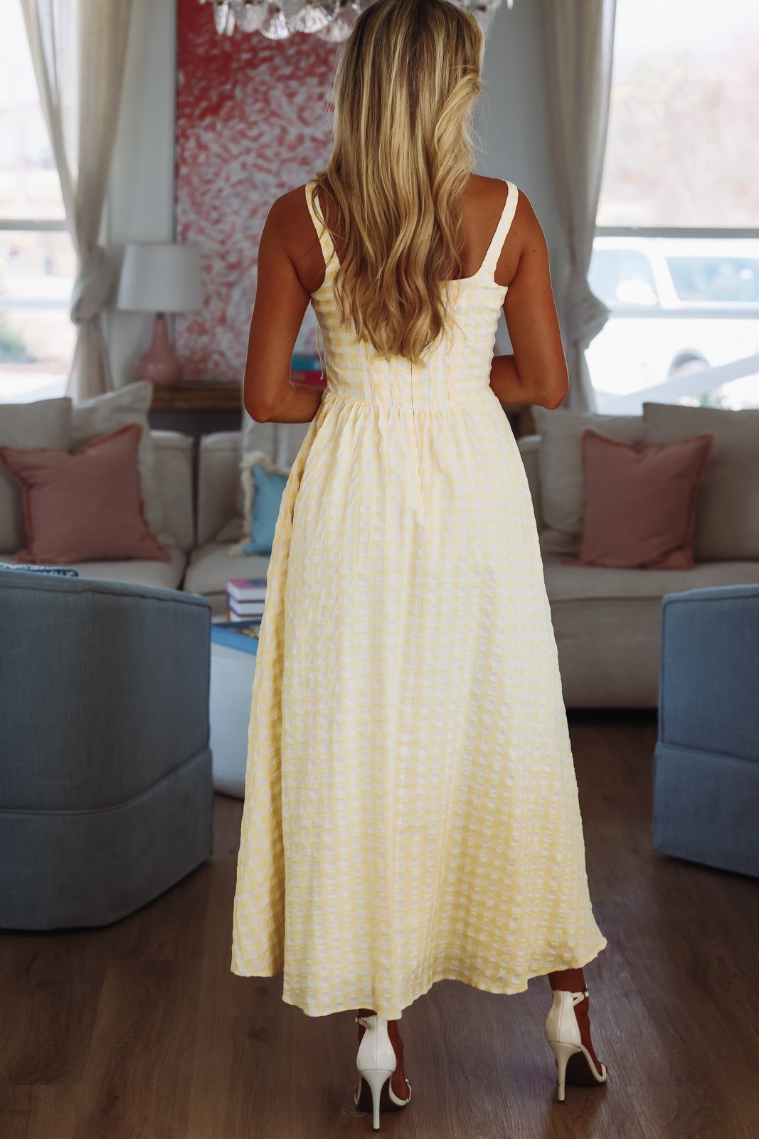 Fresh Lemonade Maxi Dress By Line and Dot - White and Yellow