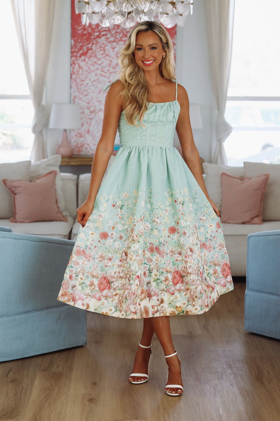 Garden Essence Midi Dress - Sage